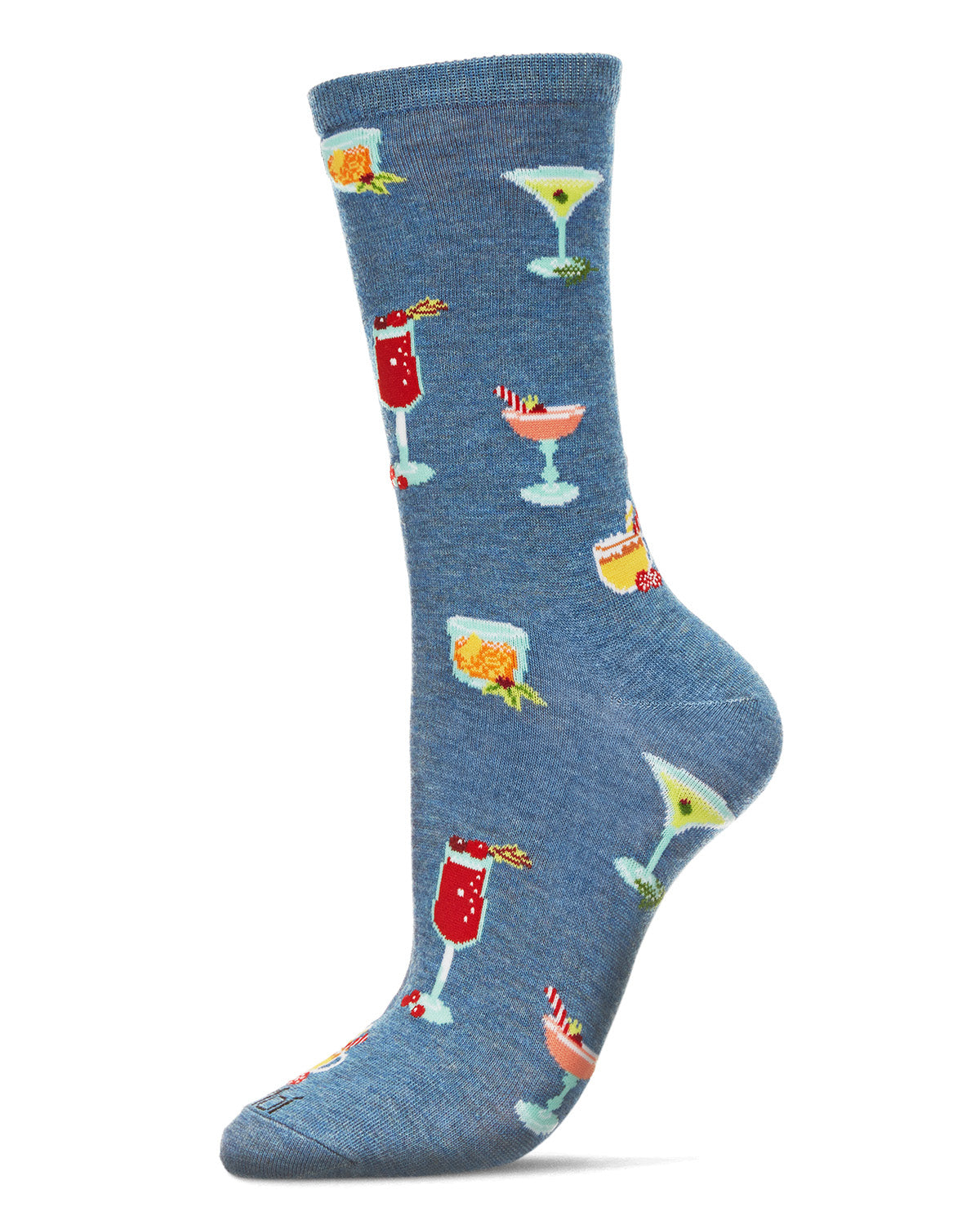 Totally Tipsy Bamboo Blend Crew Sock : Color: Med Denim Heather