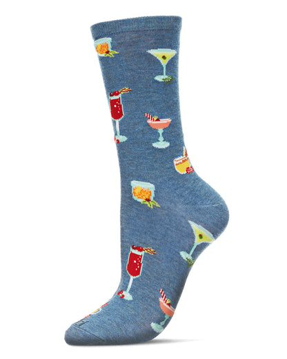 Totally Tipsy Bamboo Blend Crew Sock : Color: Med Denim Heather