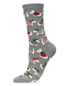 Women's Blanket Dogs Holiday Crew Socks : Color: Med Gray Heather