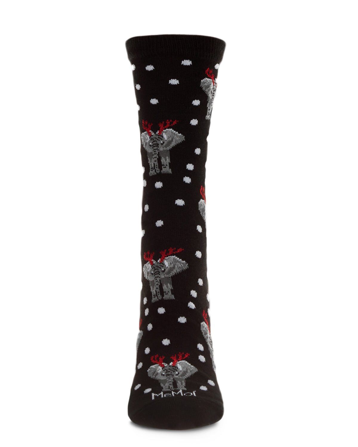 Women's Festive Elephant Holiday Crew Socks : Color: Black