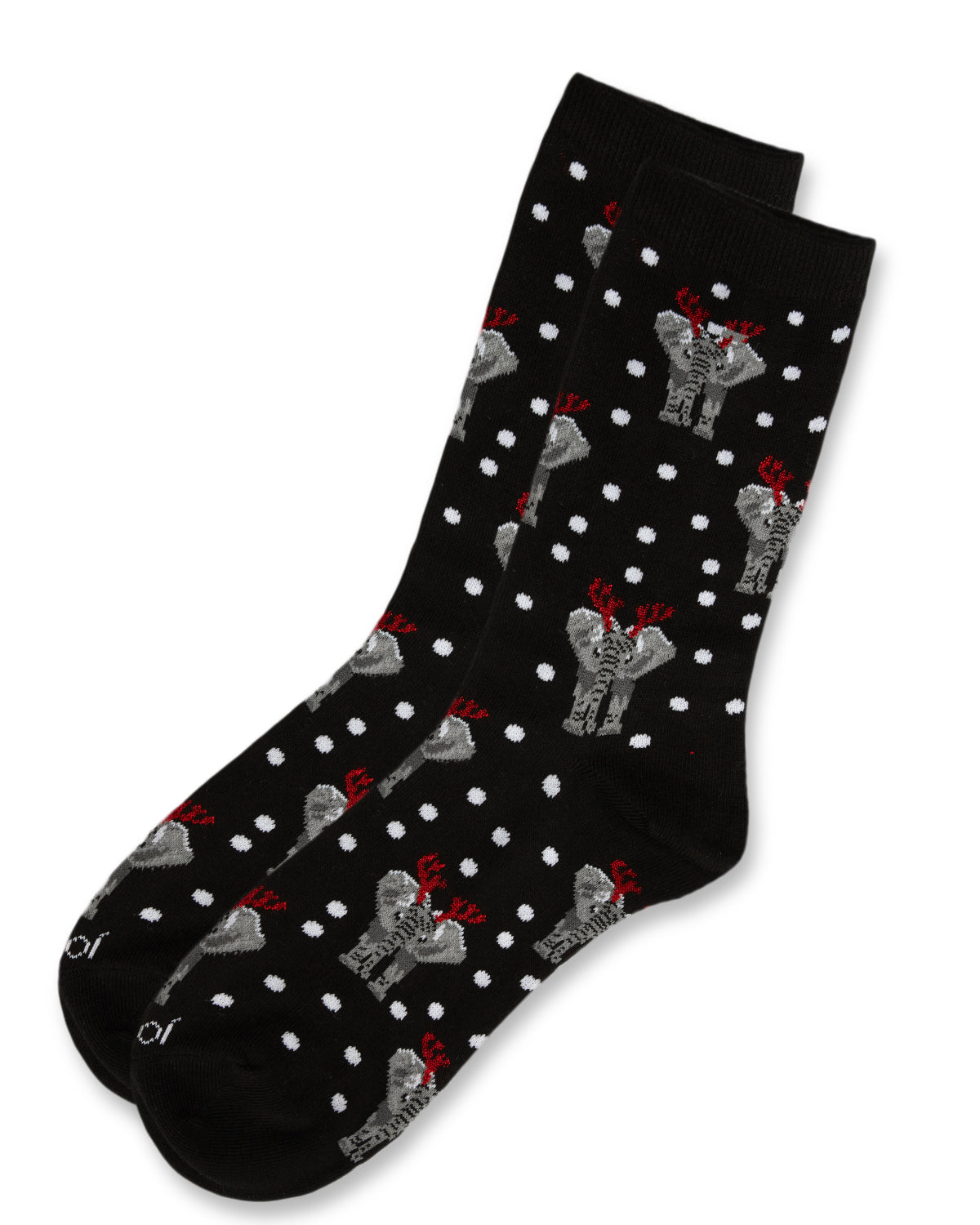 Women's Festive Elephant Holiday Crew Socks : Color: Black