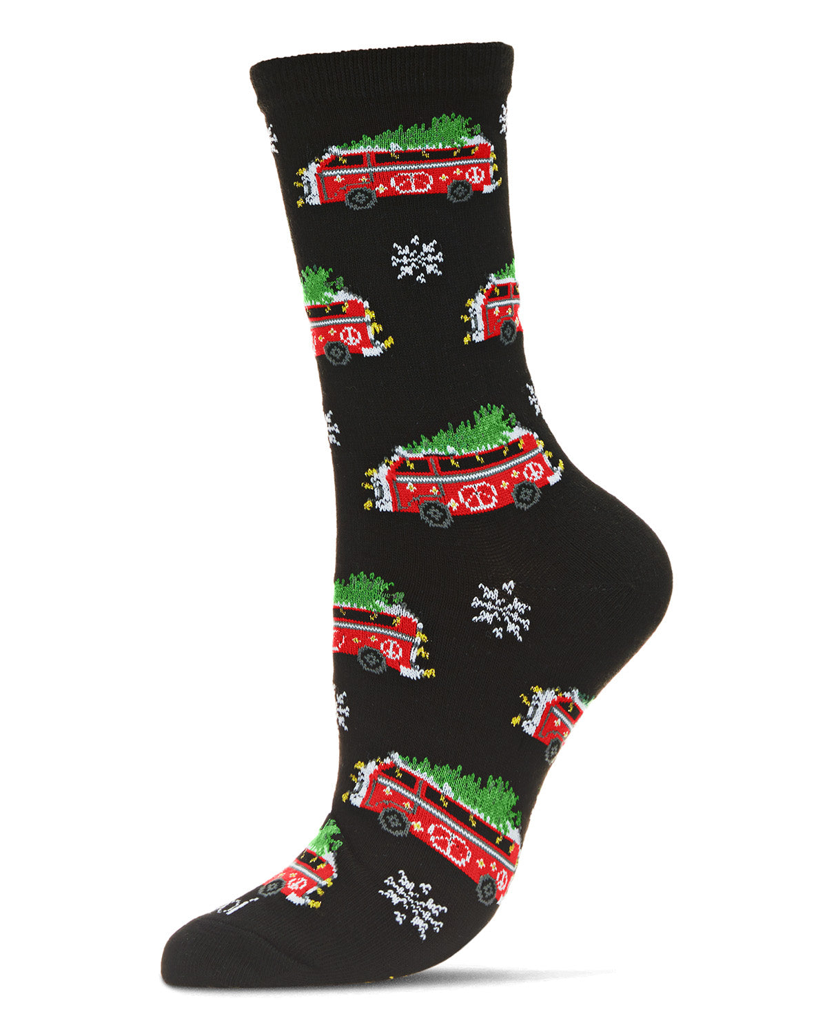 Women's Holiday Bus Crew Socks : Color: Black