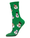 Women's Smiley Snowman Holiday Crew Socks : Color: Jolly Green