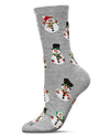 Women's Smiley Snowman Holiday Crew Socks : Color: Med Gray Heather