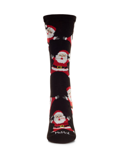 Women's All Over Santa Holiday Crew Socks : Color: Black