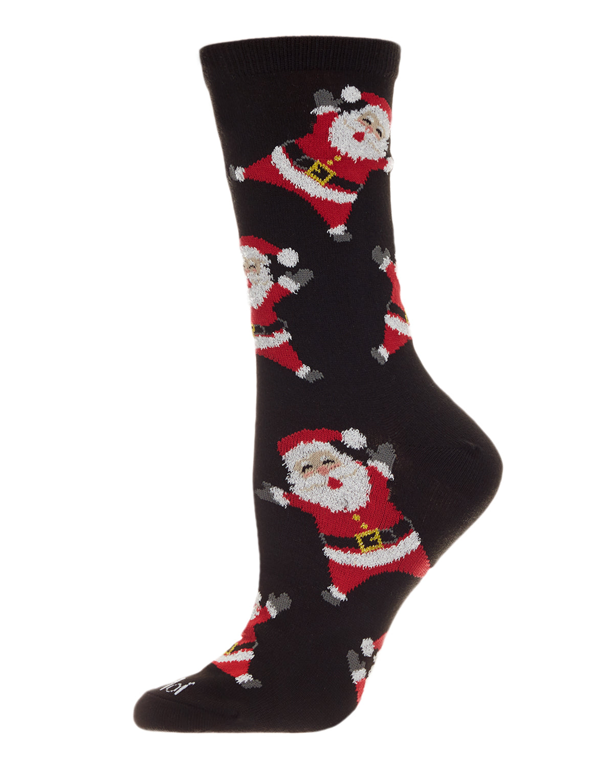 Women's All Over Santa Holiday Crew Socks : Color: Black