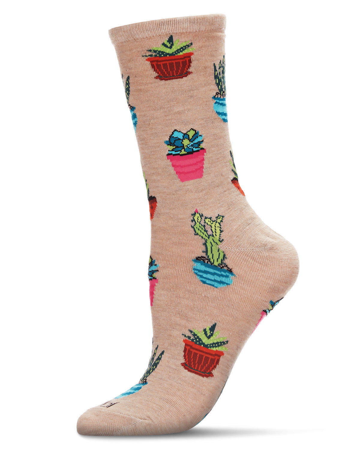 Succ It Up Succulents Bamboo Blend Crew Socks : Color: Oatmeal Heather