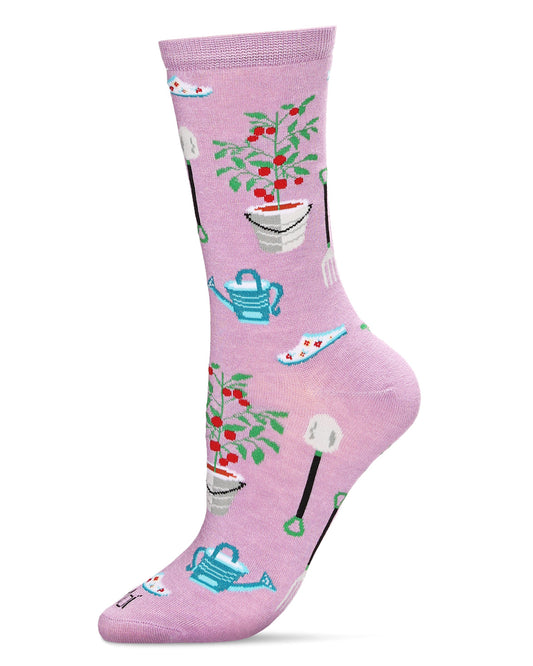 Growing Garden Bamboo Blend Crew Sock : Color: Lilac