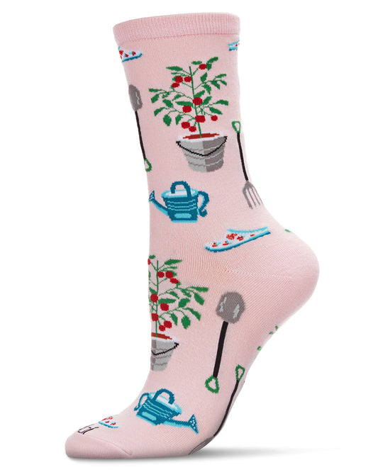 Growing Garden Bamboo Blend Crew Sock : Color: Powder Pink