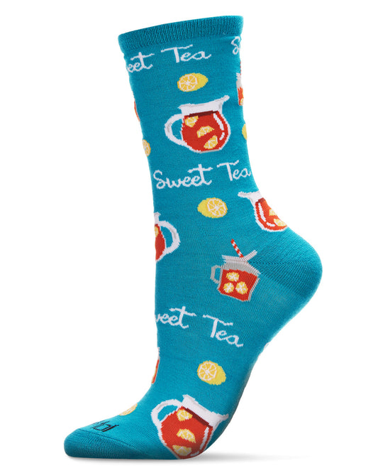 Sweet Tea For Me Bamboo Blend Crew Sock : Color: Lake Blue
