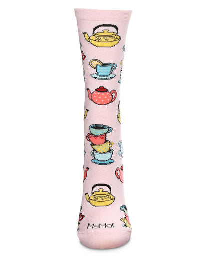 Time for Tea Bamboo Blend Crew Socks : Color: Powder Pink