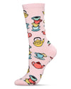 Time for Tea Bamboo Blend Crew Socks : Color: Powder Pink