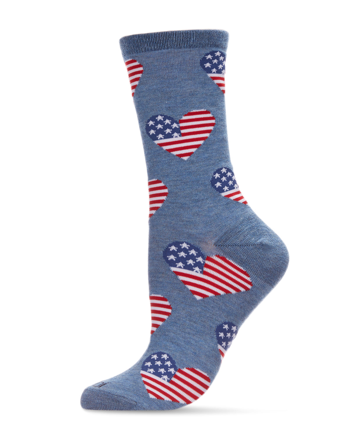 Women's Americana Love Bamboo Blend Crew Socks : Color: Denim Heather