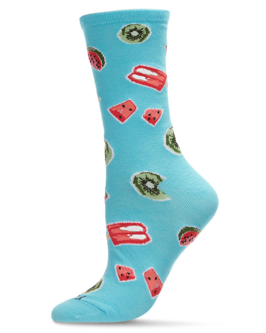 Sweet & Fruity Bamboo Blend Crew Socks : Color: Seafoam