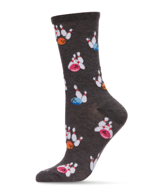 Lucky Strike Bowling Bamboo Blend Crew Sock : Color: Charcoal Heather