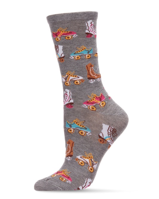 Roller Party Bamboo Blend Crew Sock : Color: Med Gray Heather