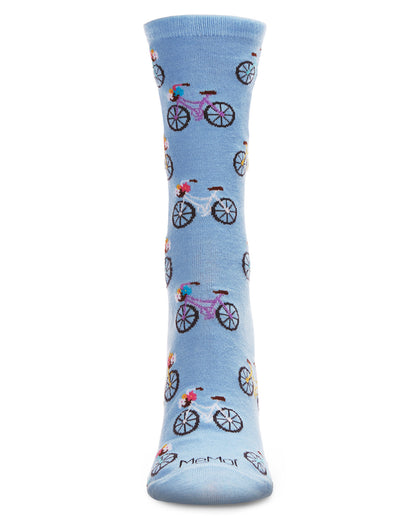 Time to Ride Bicycles Bamboo Blend Crew Sock : Color: Light Blue