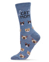 Cat Mom Bamboo Blend Crew Socks : Color: Denim Heather