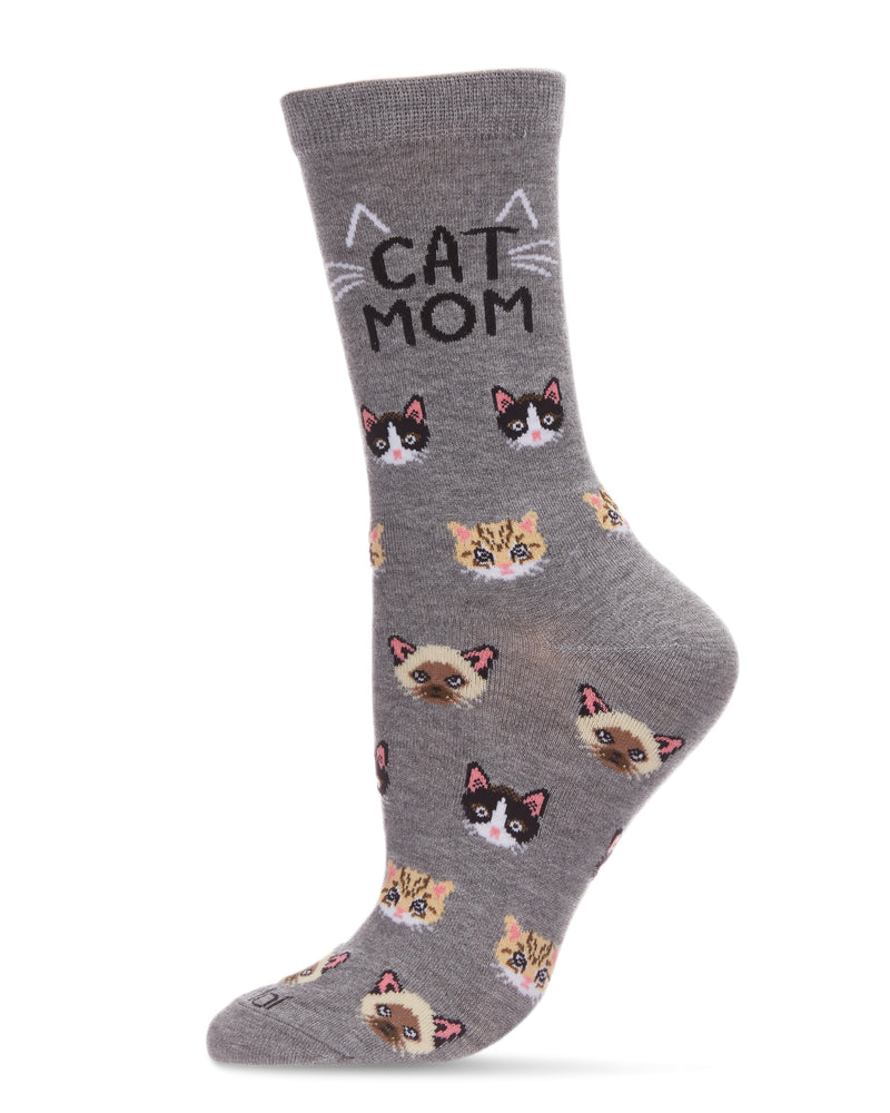 Cat Mom Bamboo Blend Crew Socks