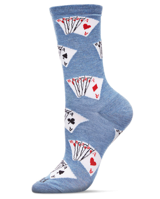 Playing Cards Bamboo Blend Crew Socks : Color: Denim Heather