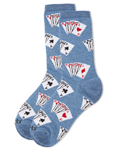Playing Cards Bamboo Blend Crew Socks : Color: Denim Heather