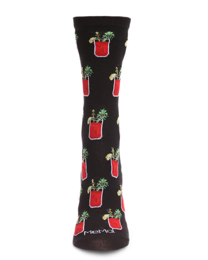 Women's Bloody Mary Delight Bamboo Blend Crew Socks : Color: Black