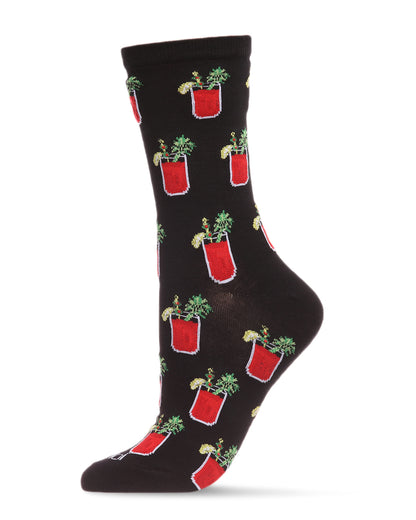 Women's Bloody Mary Delight Bamboo Blend Crew Socks : Color: Black
