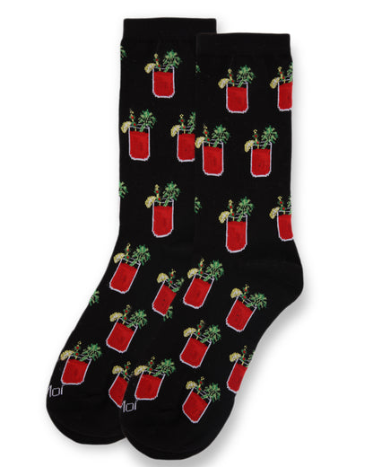 Women's Bloody Mary Delight Bamboo Blend Crew Socks : Color: Black