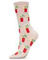 Women's Bloody Mary Delight Bamboo Blend Crew Socks : Color: Oatmeal Heather