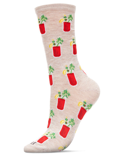 Women's Bloody Mary Delight Bamboo Blend Crew Socks : Color: Oatmeal Heather