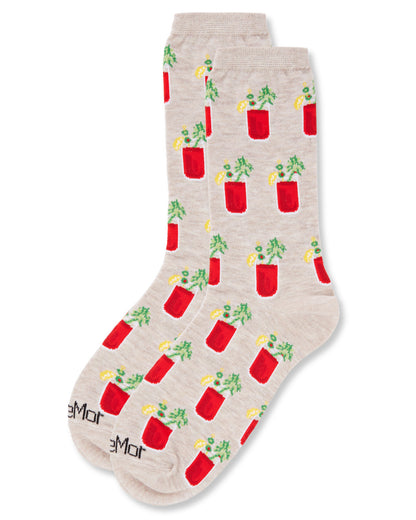 Women's Bloody Mary Delight Bamboo Blend Crew Socks : Color: Black