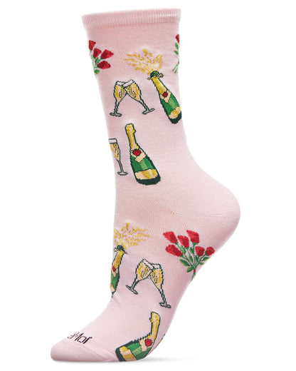 Champagne Celebration Bamboo Blend Crew Socks : Color: Powder Pink