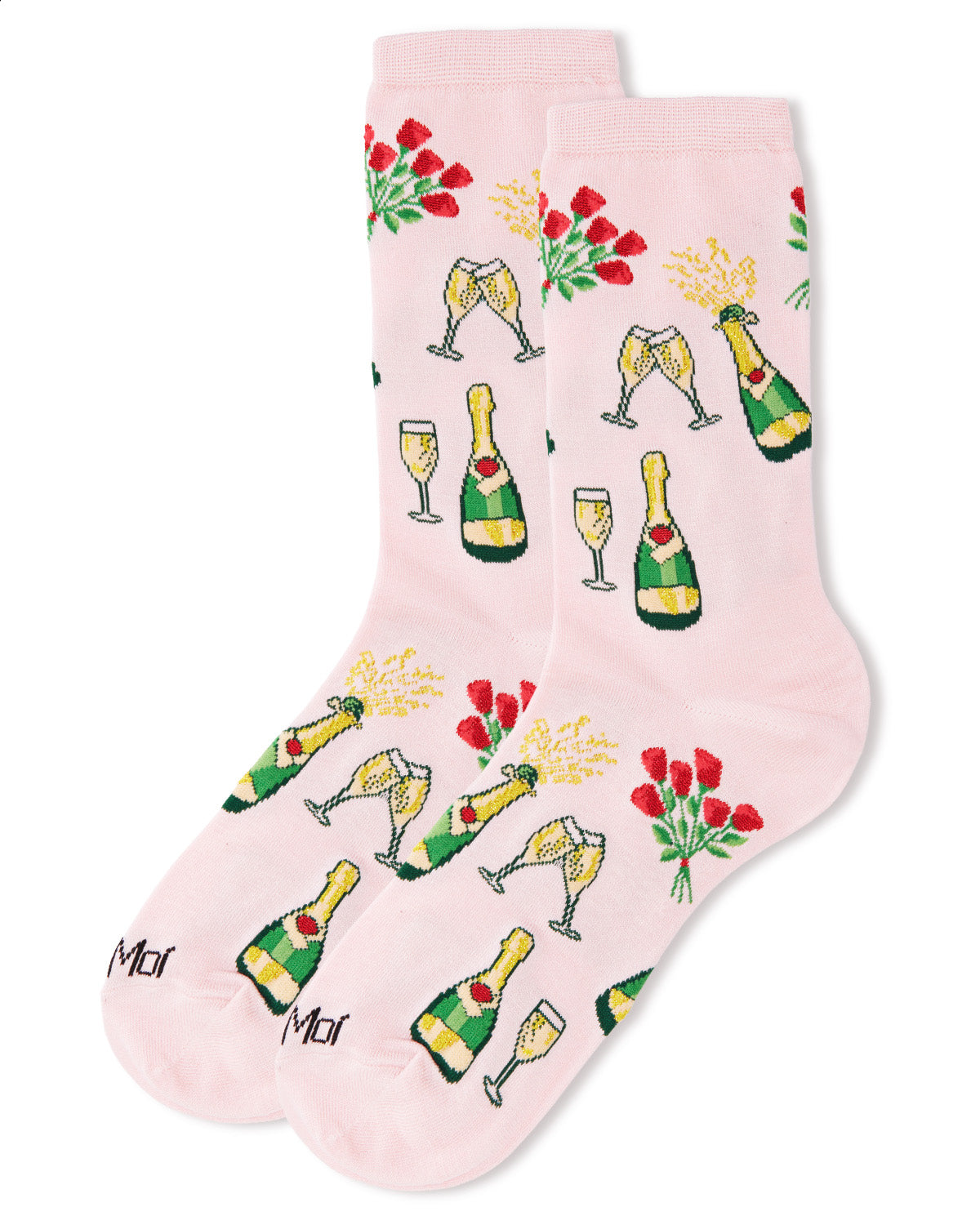 Champagne Celebration Bamboo Blend Crew Socks : Color: Powder Pink