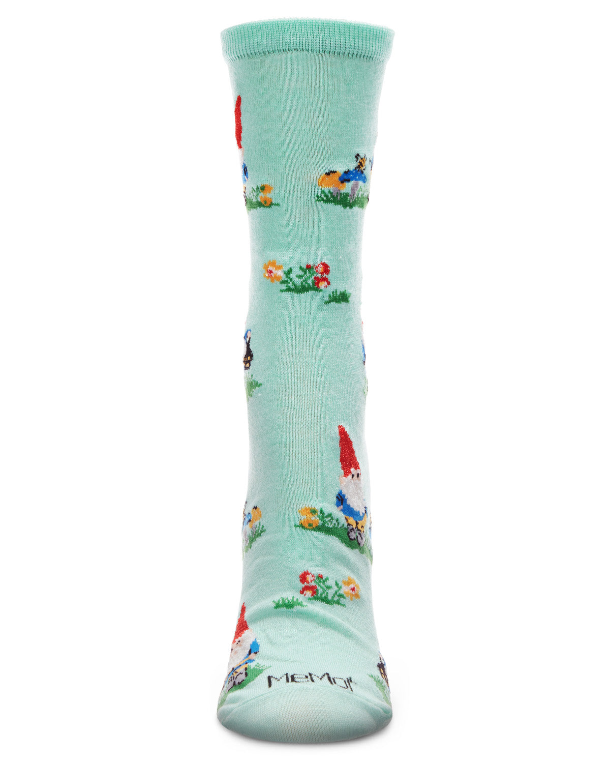 Gnome Invasion Bamboo Blend Crew Socks : Color: Seafoam