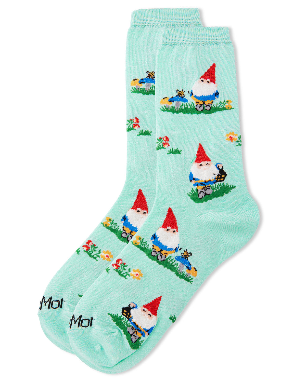 Gnome Invasion Bamboo Blend Crew Socks : Color: Seafoam
