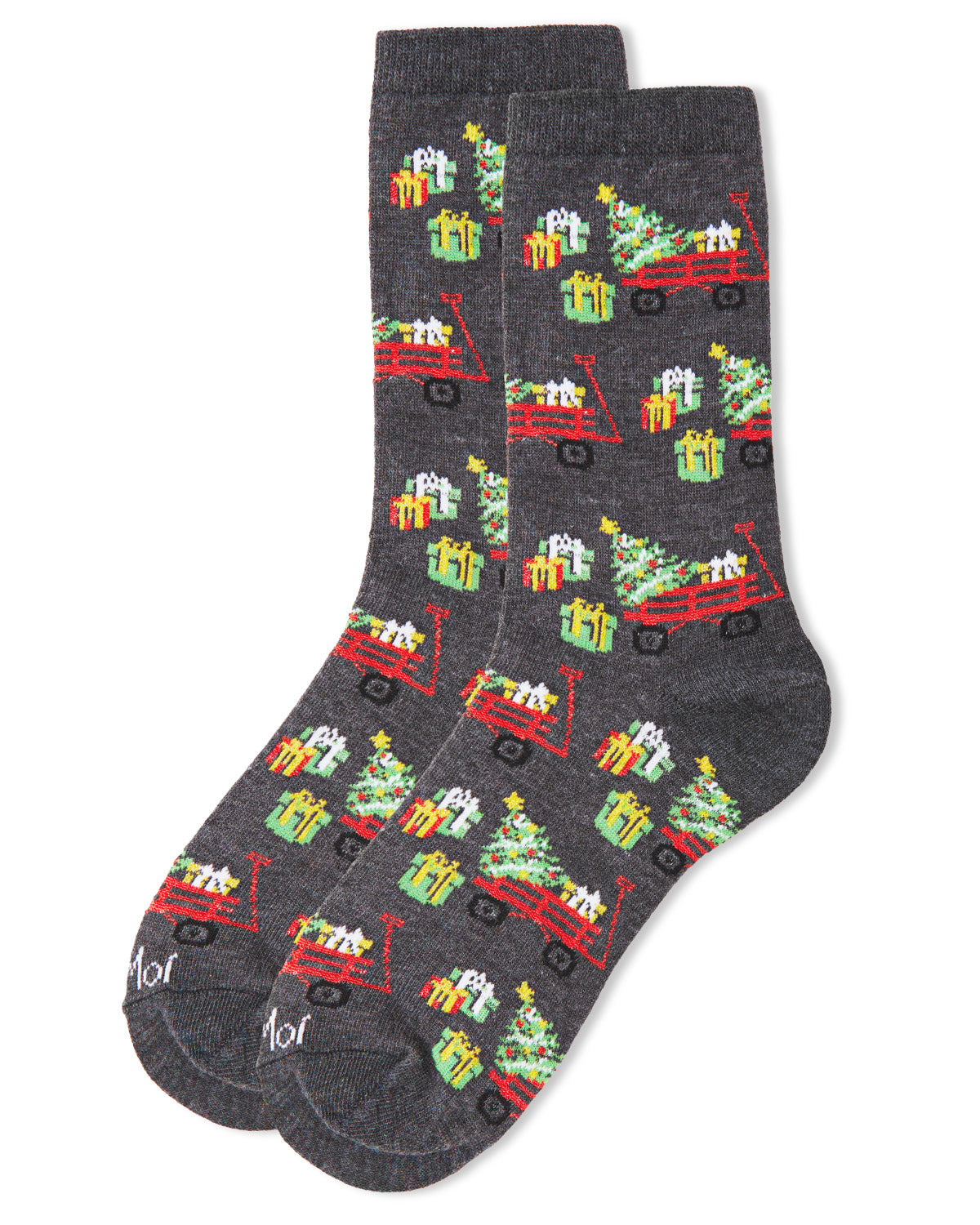 Women's Red Wagon Holiday Crew Socks : Color: Charcoal Heather