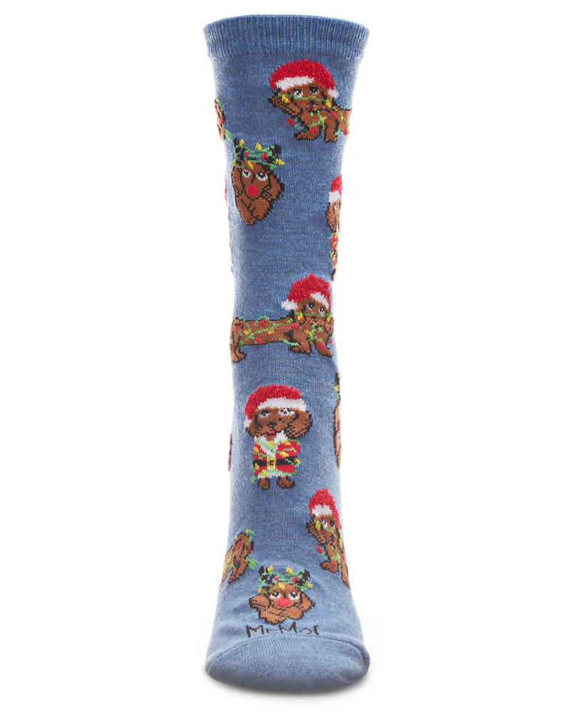 Women's Lit Dachshund Christmas Crew Socks