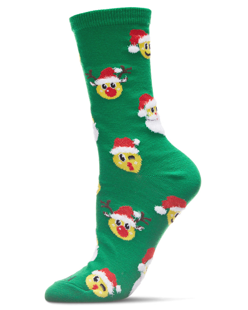 Smiley Santa Holiday Crew Sock