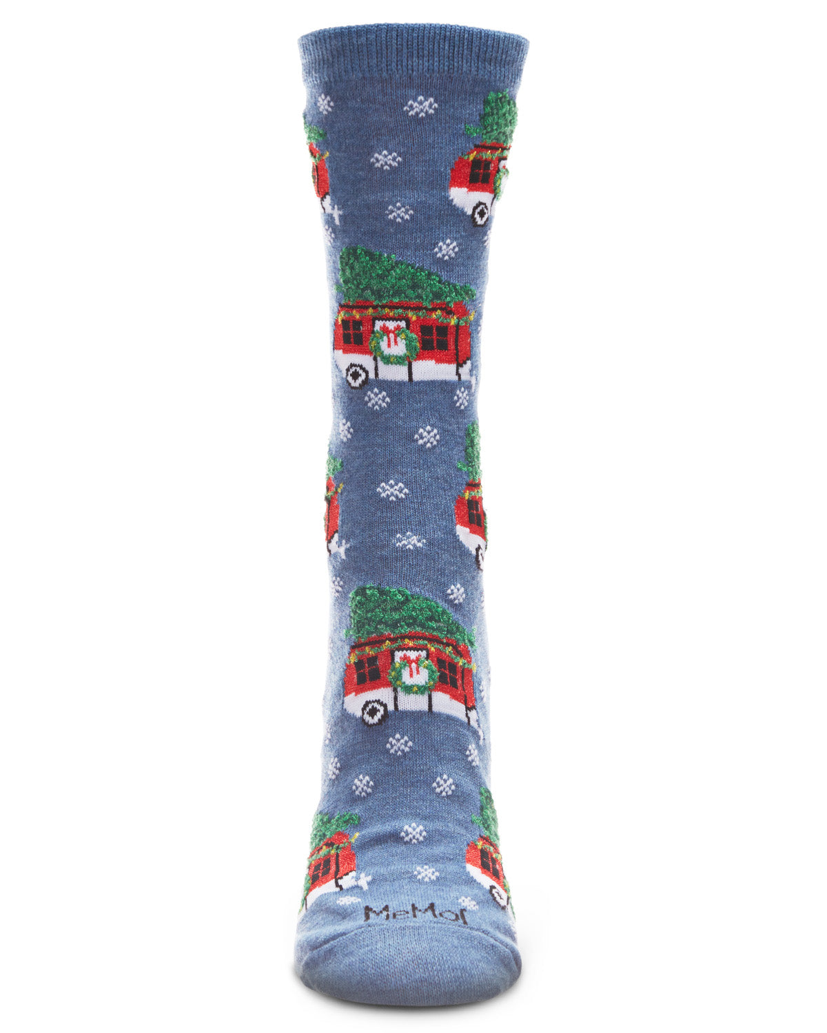 Women's Festive Campers Holiday Crew Socks : Color: Denim Heather