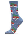 Women's Festive Campers Holiday Crew Socks : Color: Denim Heather