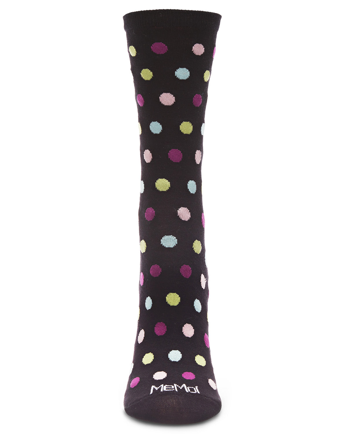Multicolor Polka Dots Bamboo Blend Crew Sock : Color: Black
