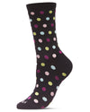 Multicolor Polka Dots Bamboo Blend Crew Sock : Color: Black