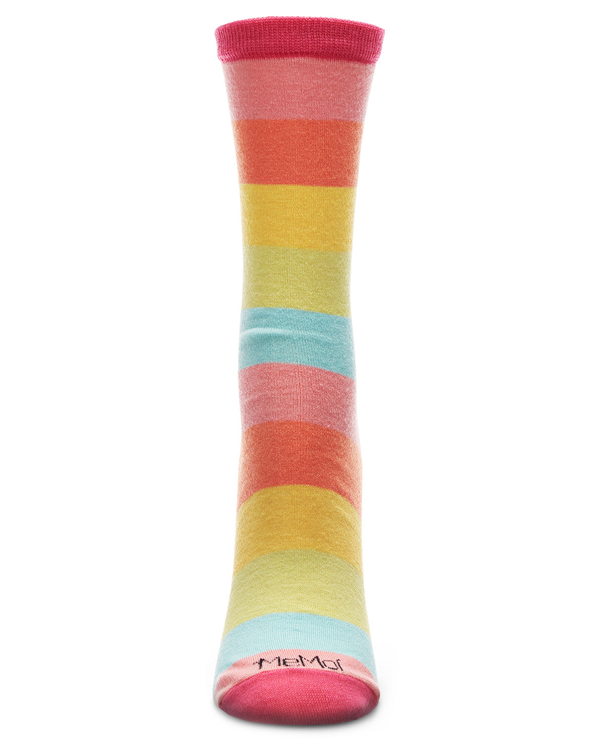 Multicolor Stripe Splash Bamboo Blend Crew Socks : Color: Pink