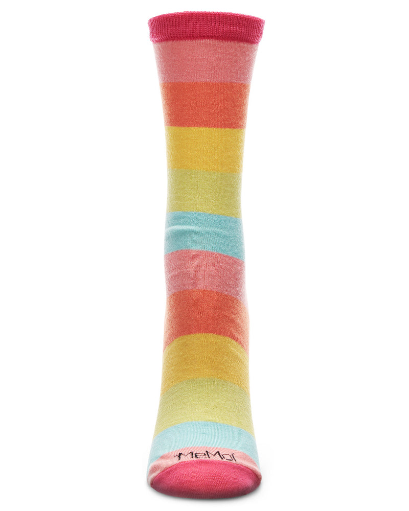 Multicolor Stripe Splash Bamboo Blend Crew Socks
