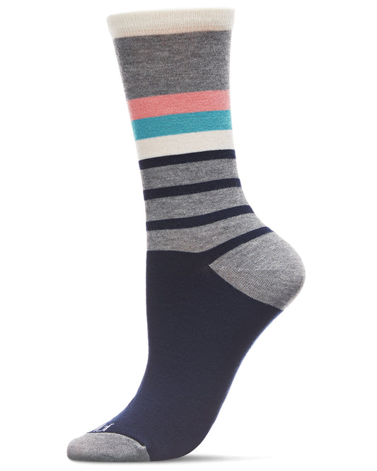 Leg Stripes Bamboo Blend Crew Sock : Color: Navy