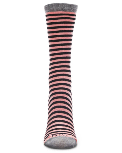 Colorful Stripes Bamboo Blend Crew Socks : Color: Tango Red