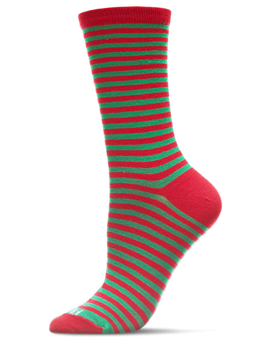 Colorful Stripes Bamboo Blend Crew Socks : Color: Tango Red