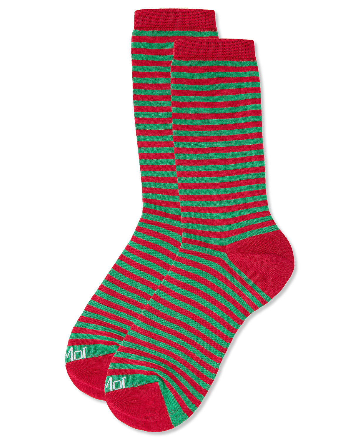 Colorful Stripes Bamboo Blend Crew Socks : Color: Tango Red
