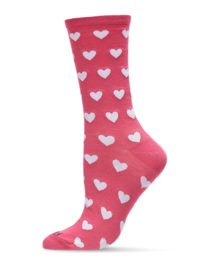 Hearts Bamboo Blend Crew Socks : Color: Pink