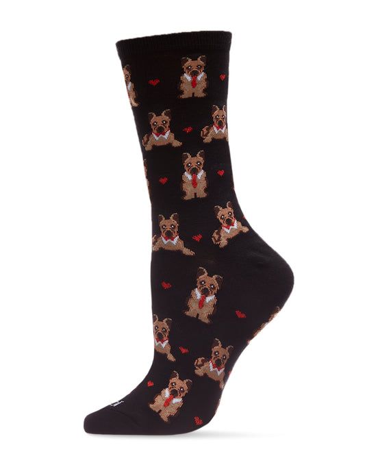 Bowtie Dog Bamboo Blend Crew Socks : Color: Black